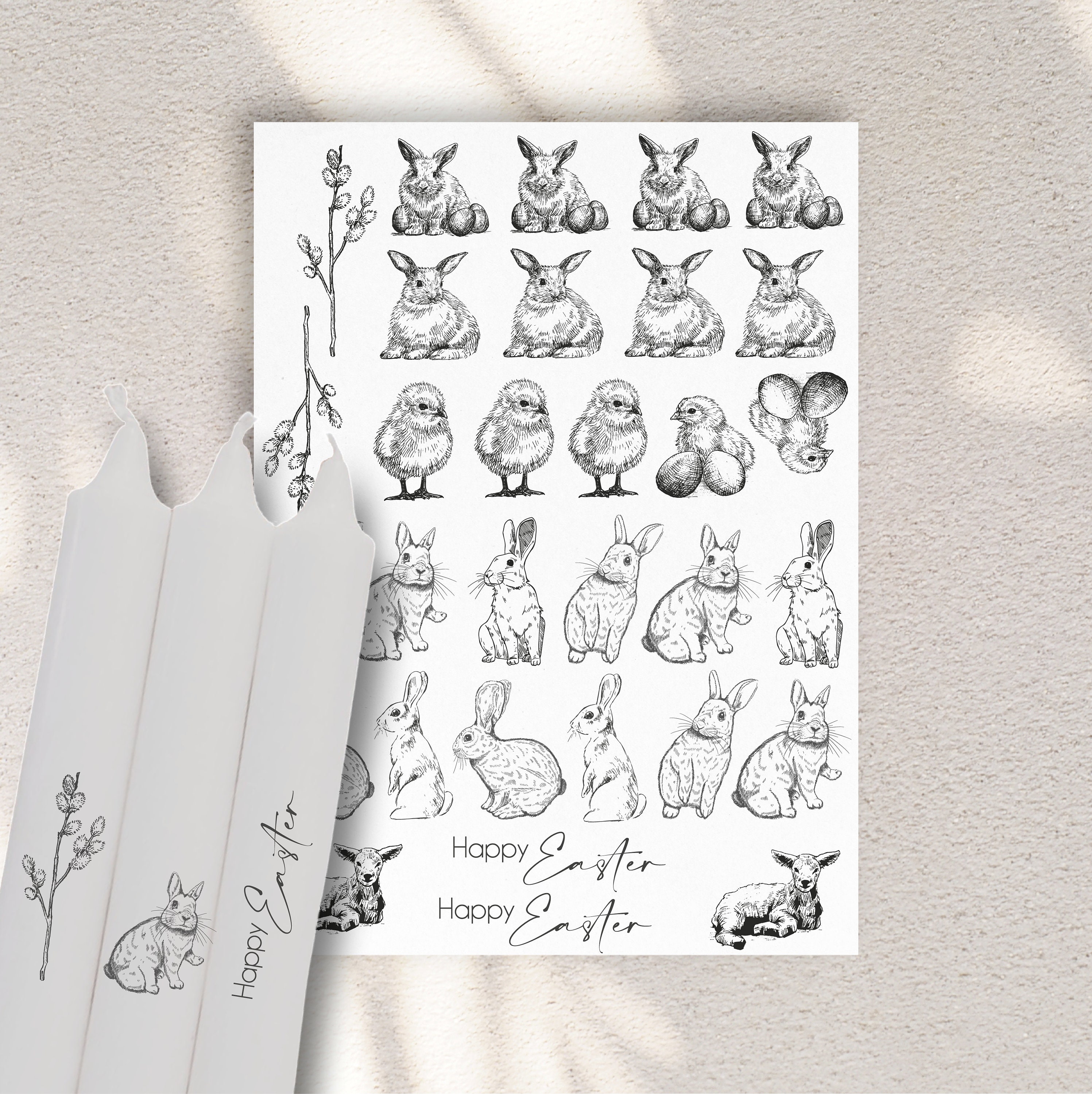 Candle Tattoos Easter Motifs A5 | Water Slide Film | Decorate Candles ...