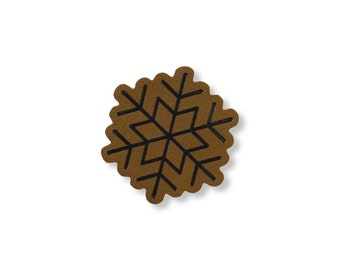 2 patches imitation leather snowflake | labels | sew | for children | DIY | iron on | iron-on | faux leather | vegan