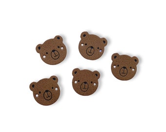 5 patches imitation leather Minis Bear | labels | sew | for children | DIY | iron on | iron-on | faux leather | vegan