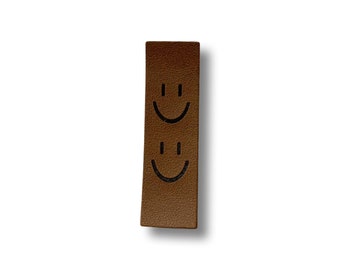 5 Patches Faux Leather Smiley Small | labels | sew | for children | DIY | iron on | iron-on | faux leather | vegan