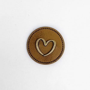 1 pièce. Écusson Coeur Or Antique | étiquettes | coudre | pour enfants | bricolage | repasser | thermocollant | simili cuir | végétalien