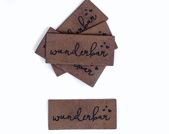 5 Patch Faux Leather Wonderful | labels | sew | for children | DIY | iron on | iron-on | faux leather | vegan