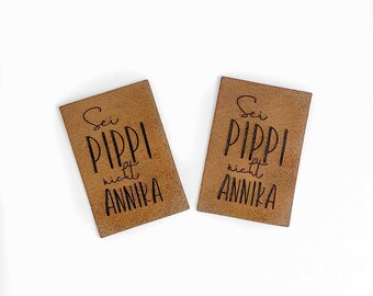 5 Aufnäher Kunstleder Sei Pippi Nicht Annika | Label | nähen | für kinder | DIY | Iron on | aufbügelbar | Kunstleder | vegan