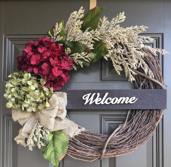 Hydrangea Wreath For Front Door Year Round Wreath All Year Etsy