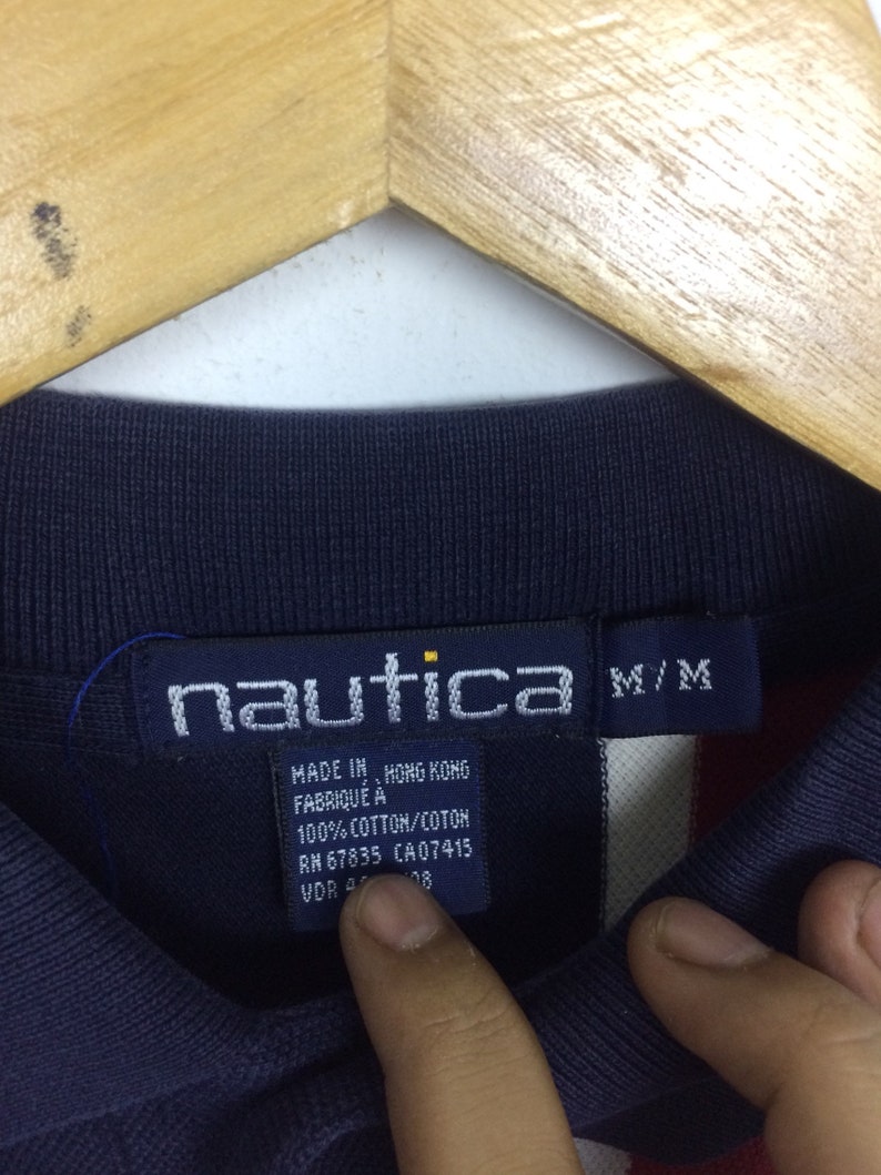 Vintage 90s Nautica Polo Shirt Striped Color Size M