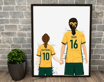 Custom Football Poster, Personalized Soccer Art, Soccer Ball Print, Gifts For Teen Soccer Player, Hayley Raso Print, The Matildas