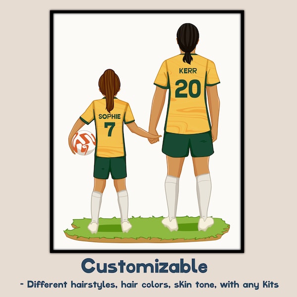 Custom Football Poster, Personalized Soccer Art, Soccer Ball Print, Christmas Gifts For Soccer lover, Sam Kerr Print, The Matildas