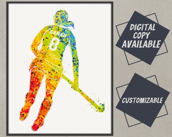 Custom Woman Hockey Poster, Personalized Hockey Art, Hockey Print, Gifts For Teen Hockey Player, Hockey Print Boy Man Woman