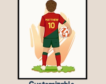 Affiche de football personnalisée, art de football personnalisé, football cadeau de Noël, Sam Kerr, Lionel Messi, Cristiano Ronaldo, Leah Williamson