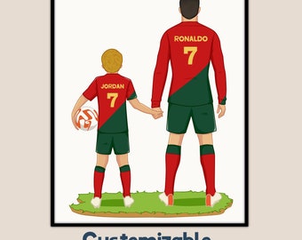 Poster de football personnalisé, art du football personnalisé, cadeaux de Noël pour amateur de football, impression de Cristiano Ronaldo