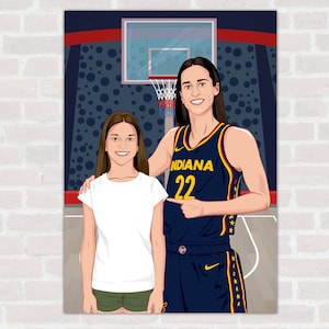 Custom Caitlin Clark Print, Custom Basketball Poster, Personalized Basketball Art, Birthday Gifts For Basketball lover, Indiana Fever, WNBA