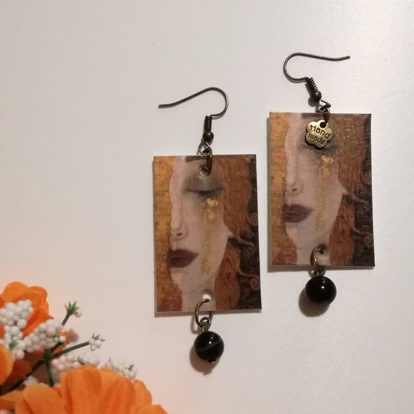 Boucles d'oreilles en papier Gustav Klimt "Les larmes de Freya"