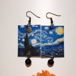 Van Gogh orecchini di carta pendenti con perla nera.