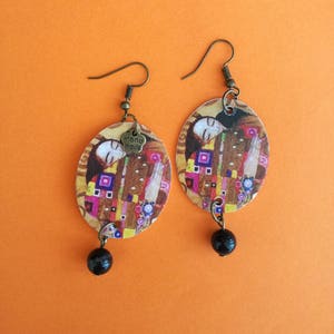Orecchini pendenti dedicati dipinto "L'abbraccio" di Gustav Klimt
