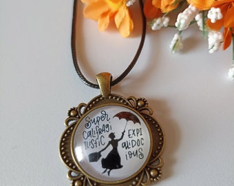 Mary Poppins choker necklace with circle pendant