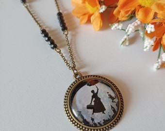 Mary Poppins choker necklace with circle pendant