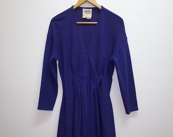 Vintage 80s Hermes Dress Wool Good Condition Made in France
