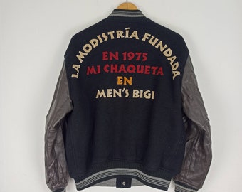 Vintage Quilted Leather Letterman Varsity Jacket By BIGI