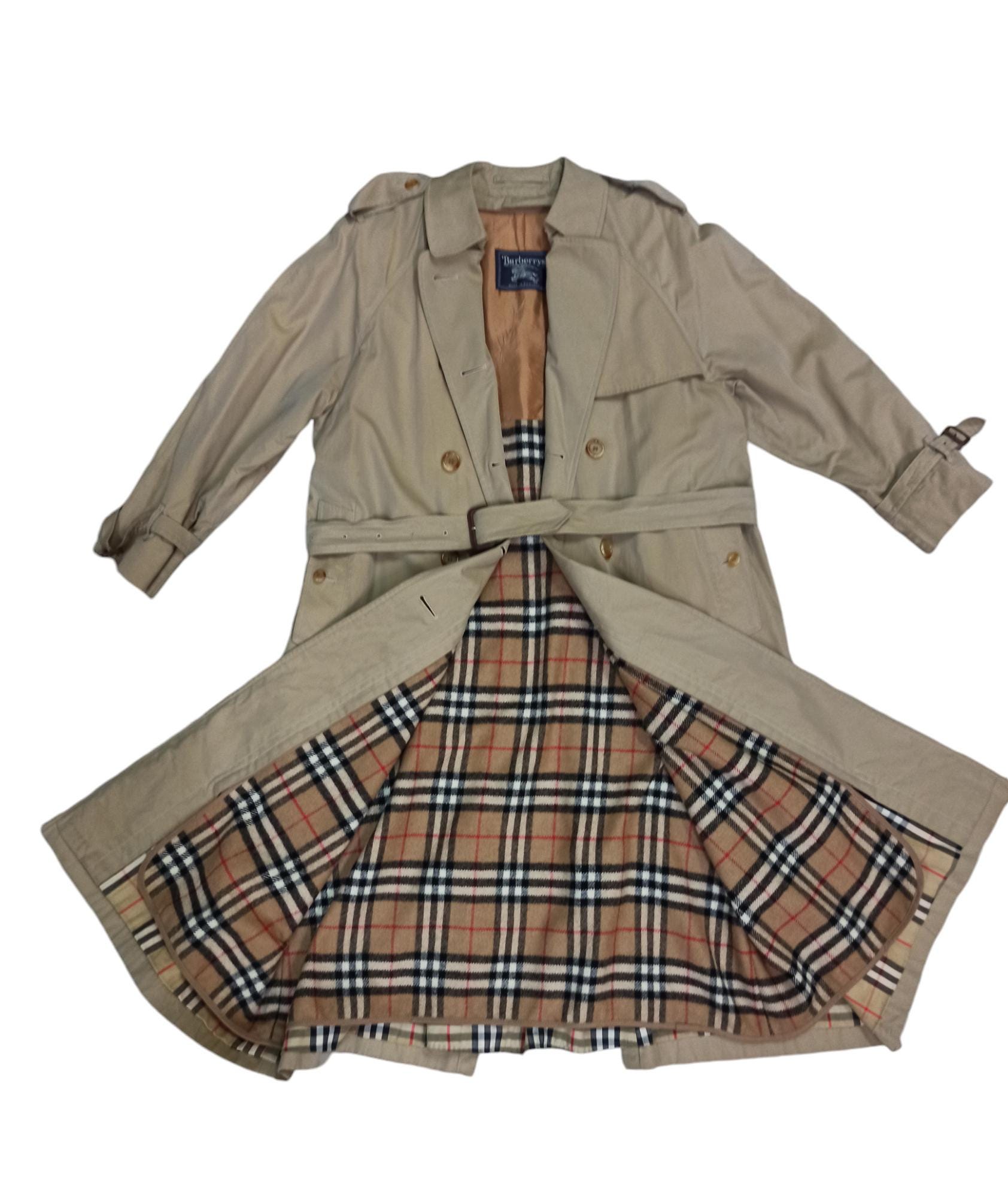 Burberry's England Nova Check Vintage 90s Brown Trench Coat