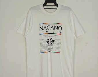 Vintage 1998 Nagano Olympische Winterspiele Tees Single Stitch
