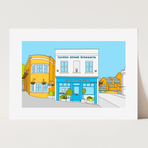 Reading London Street Brasserie Print, Reading Illustration, London Street Brasserie, Illustration, Iconic, London Street Brasserie Reading