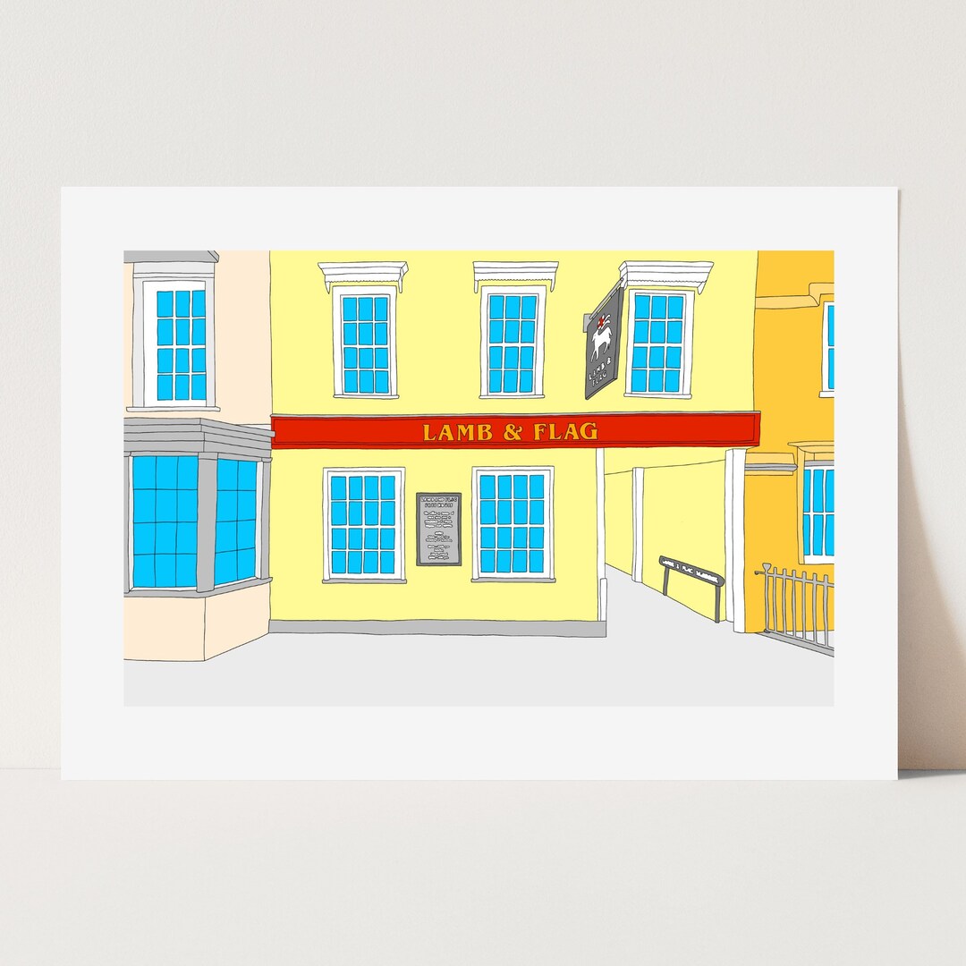 Oxford Print, Lamb and Flag Pub, Oxford, Oxford Art, Oxford Poster