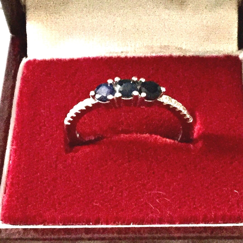 GENUINE SAPPHIRE ANTIK Sterling Ring- Very Nice Sterling silver ring - Genuine Blue sapphire 19th Jewel from France image 1