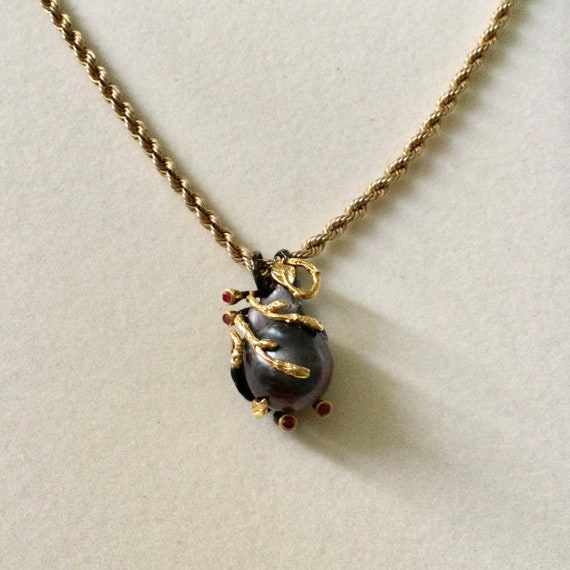 GORGEOUS TAHITIAN Gray PEARL Ruby - Gold & Sterli… - image 9