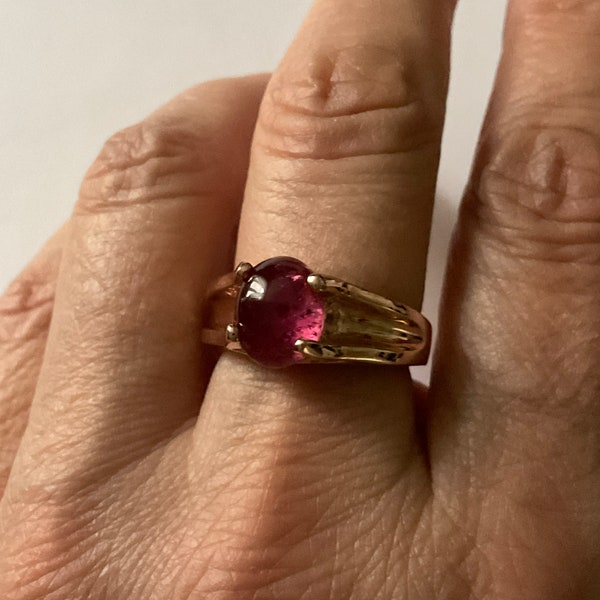 Exceptional NATURAL RUBY ROSE Gold/ Sterling Luxury Ring- Splendid Genuine Ruby- Vermeil - Luxury Rare Jewel - Vintage from France