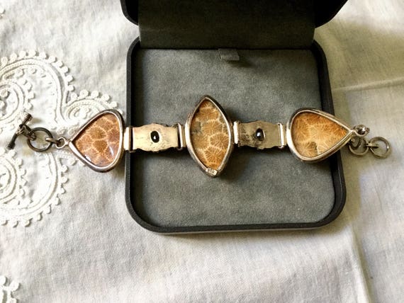 Vintage Exceptional FOSSIL CORAL CITRINE Sterling… - image 7