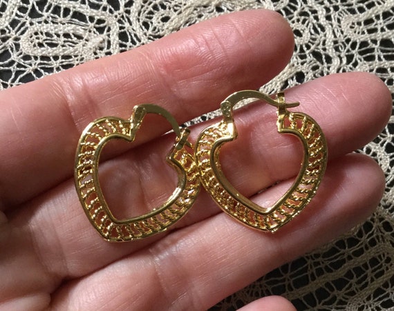 French VINTAGE FILIGREE GOLD Plated Earrings- Nic… - image 2