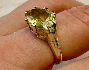 Anillo vintage Art Déco de plata de ley con citrino - Precioso citrino - Elegante anillo vintage de plata de ley - Diseño original vintage
