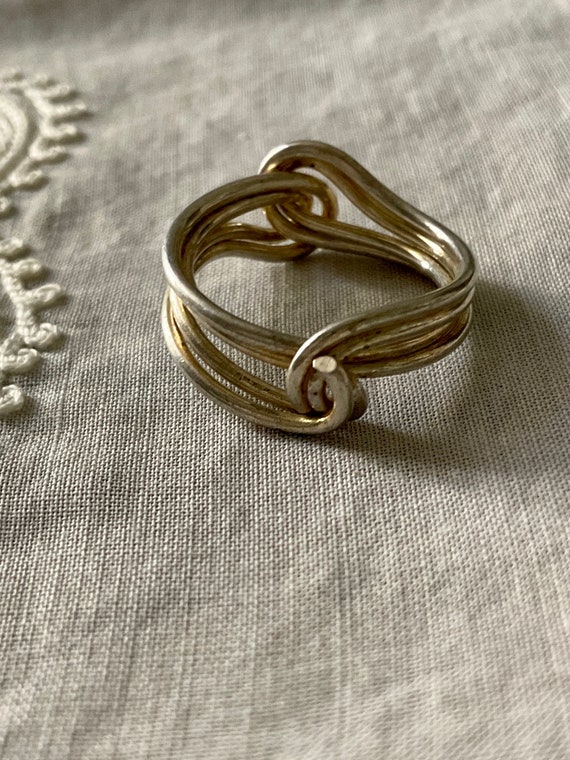 Bague Ancienne Art Déco France Vers 1930 - Tressée, Plaquée Or, Taille 55, Occasion