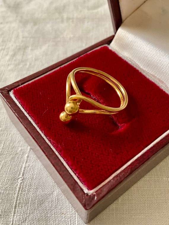 Bague Art Déco C1930 Tressée Plaqué Or - Taille 52, Design Créateur Original Vintage