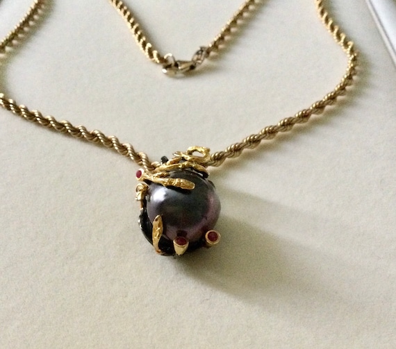 GORGEOUS TAHITIAN Gray PEARL Ruby - Gold & Sterli… - image 5