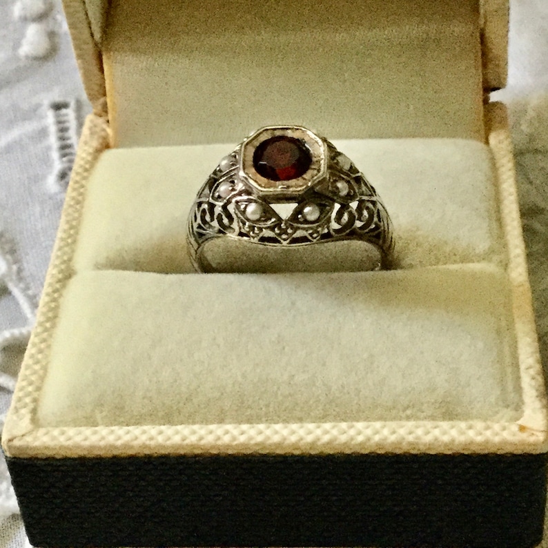 VICTORIAN Seed PEARL Sterling Ring Very Nice Vintage Ring