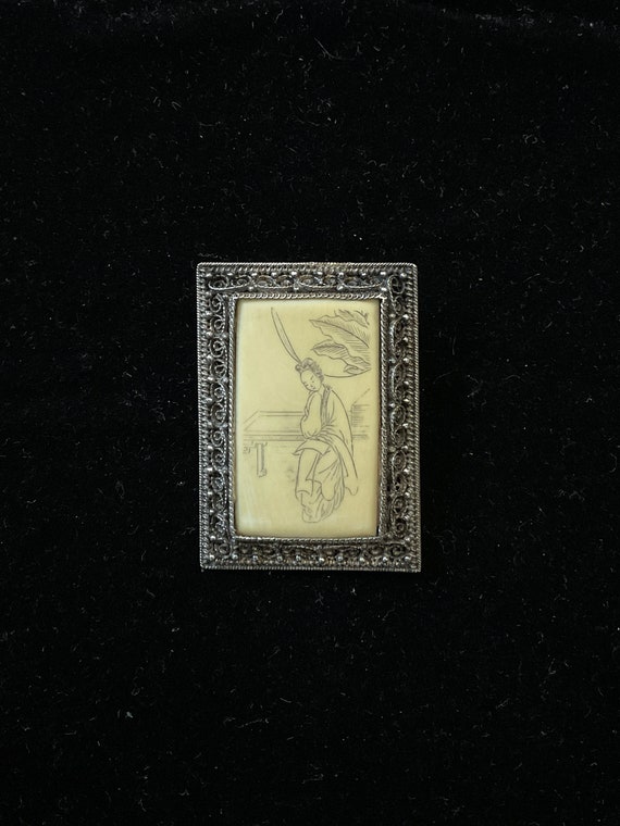 ANTIQUE 19th Chinese CARVED MINIATURE Silver Broo… - image 5