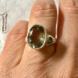NATURAL TOPAZ, PERIDOT Sterling design Vintage Ring- Stunning Art Deco Vintage Jewelry- Us sz 6 3/4- Genuine Stone- Vintage from France
