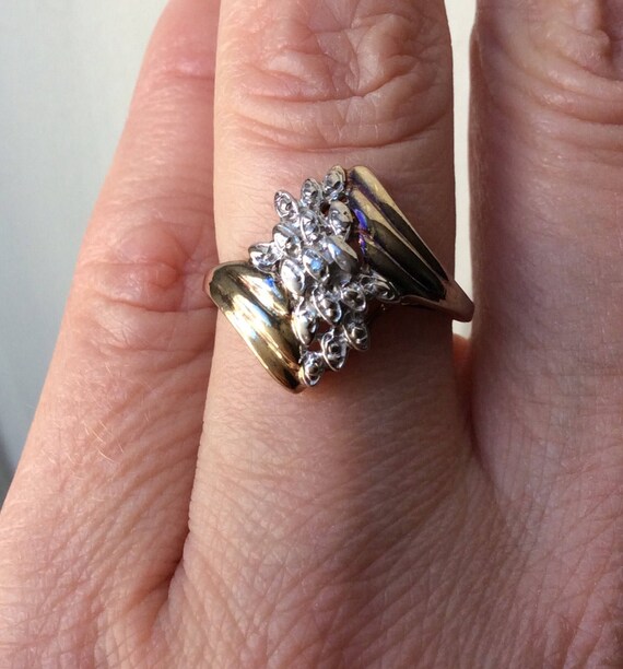 Stunning VINTAGE GOLD Sterling DIAMOND Ring Genuine Diamond Gold Sterling silver Luxury Vintage Jewelry Design from France Etsy France