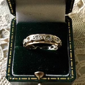 ETERNITY c1930 9 ct GOLD / Silver White Sapphire Vintage Ring- c1930- 9K Gold & Silver- genuine Sapphire- Eternity ring from France