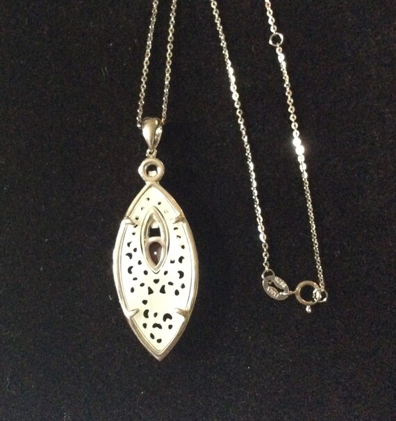 Exceptional GENUINE RUBY Carved MOP Sterling Neck… - image 8