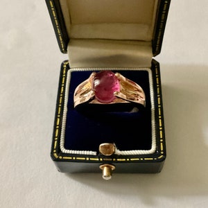 NATÜRLICHER RUBIN 14K ROSÉGOLD/Sterling Luxusring - Prächtiger echter Rubin - Vermeil - Luxuriöses seltenes Schmuckstück - Vintage aus Frankreich