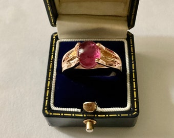 NATURAL RUBY ROSE Gold/ Sterling Luxury Ring- Splendid Genuine Ruby- Vermeil - Luxury Rare Jewel - Vintage from France