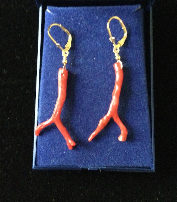 NATURAL ITALIAN Red CORAL 14K Gold & Sterling Vint