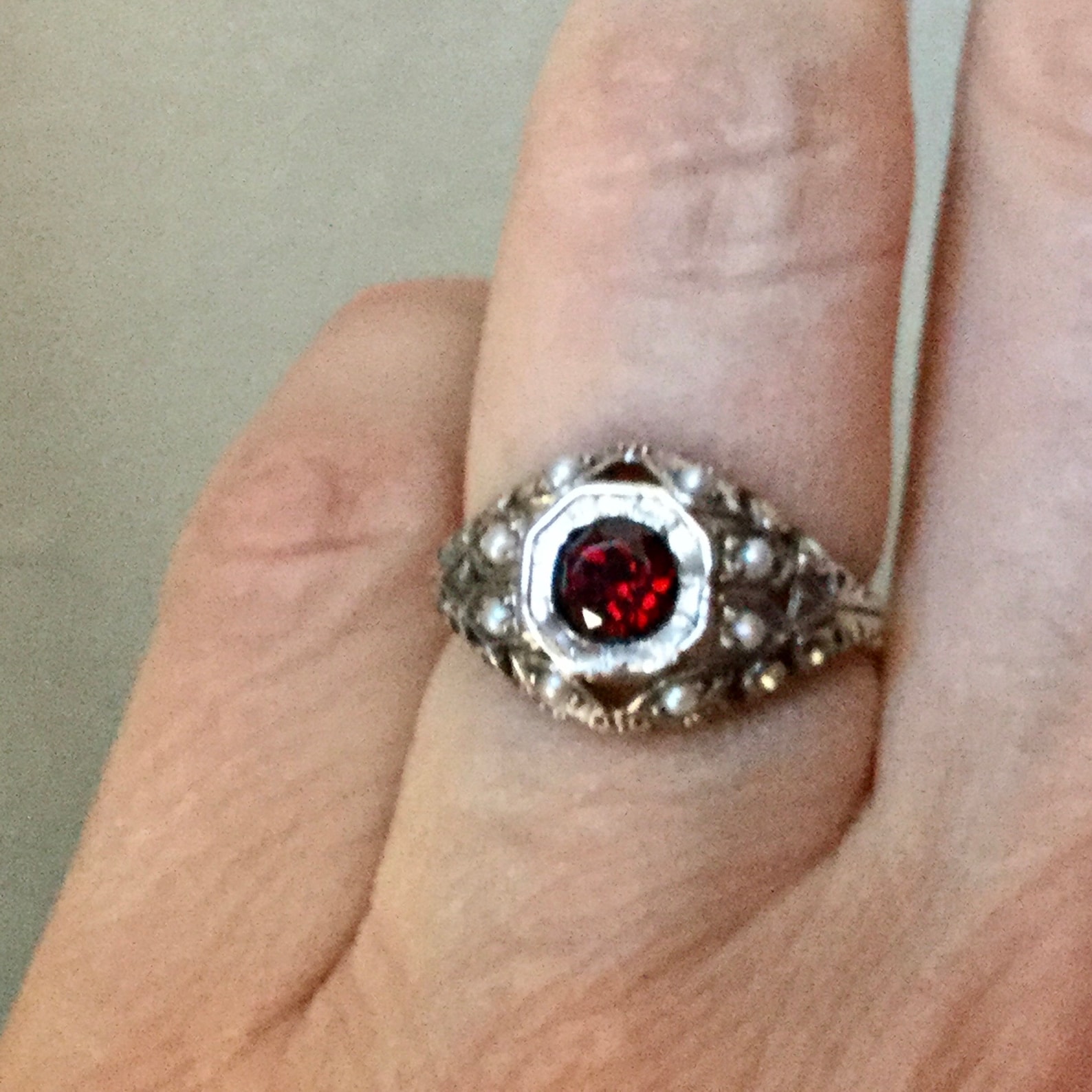 VICTORIAN Seed PEARL Sterling Ring Very Nice Vintage Ring