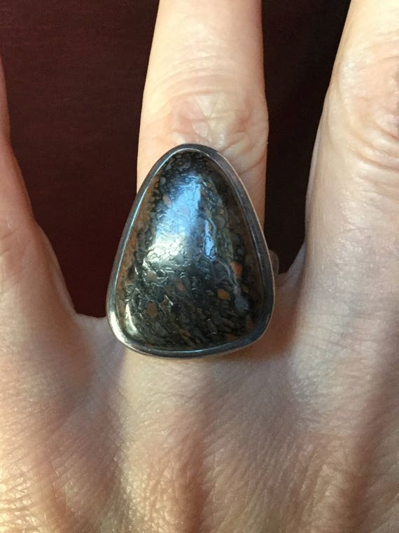 AUTHENTIC FOSSIL DINOSAUR Bone sterling Ring - Vi… - image 2