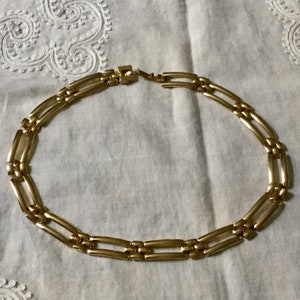 France ART DECO VINTAGE Large Gold Plated Necklace- Beautiful Tank Design - Original Haute couture- vintage necklace - French Vintage