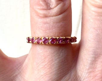 Vintage GENUINE RUBY Gold on STERLING Ring- Sublme Luxury Ruby Ring- Natural Red Ruby- Sterling silver- Hallmarks - French Vintage