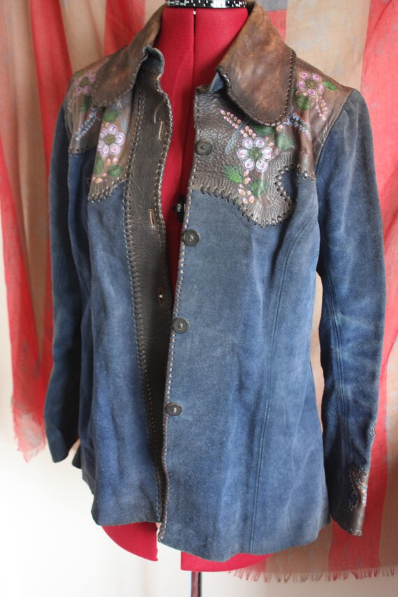 Beautiful 70s hippie bohemian floral hand painted