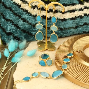 Bracelet, Earring and Ring set of Turkish Handmade Stone Jewellery